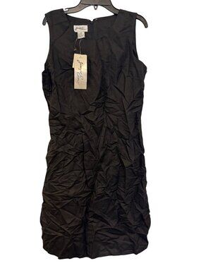 Jennifer Eden Black Sleeveless Dress Size 12 Ramie & Rayon Knee Length